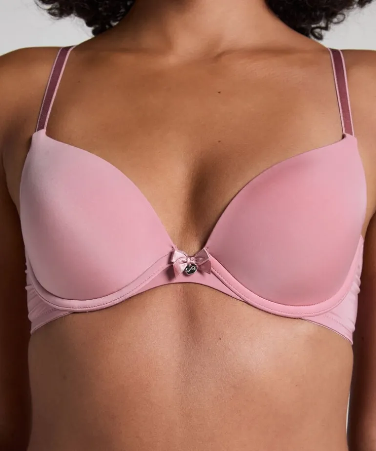 Plunge Padded Underwired Bra - Pink