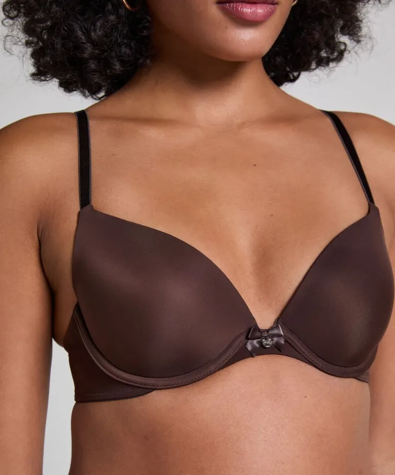 Plunge Padded Underwired Bra - Brown