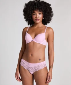 Plunge Padded Underwired Bra - Pink