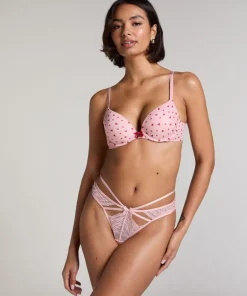 Plunge Padded Underwired Bra - Pink