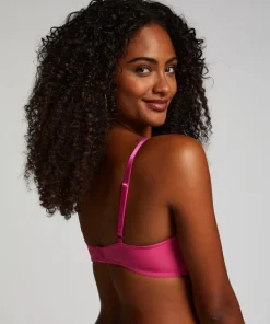 Plunge Padded Underwired Bra - Pink