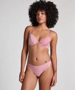 Plunge Padded Underwired Bra - Pink