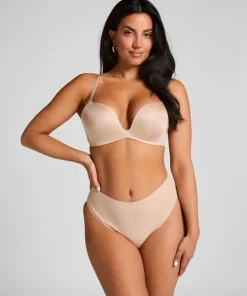 Plunge Padded Underwired Bra - Brown