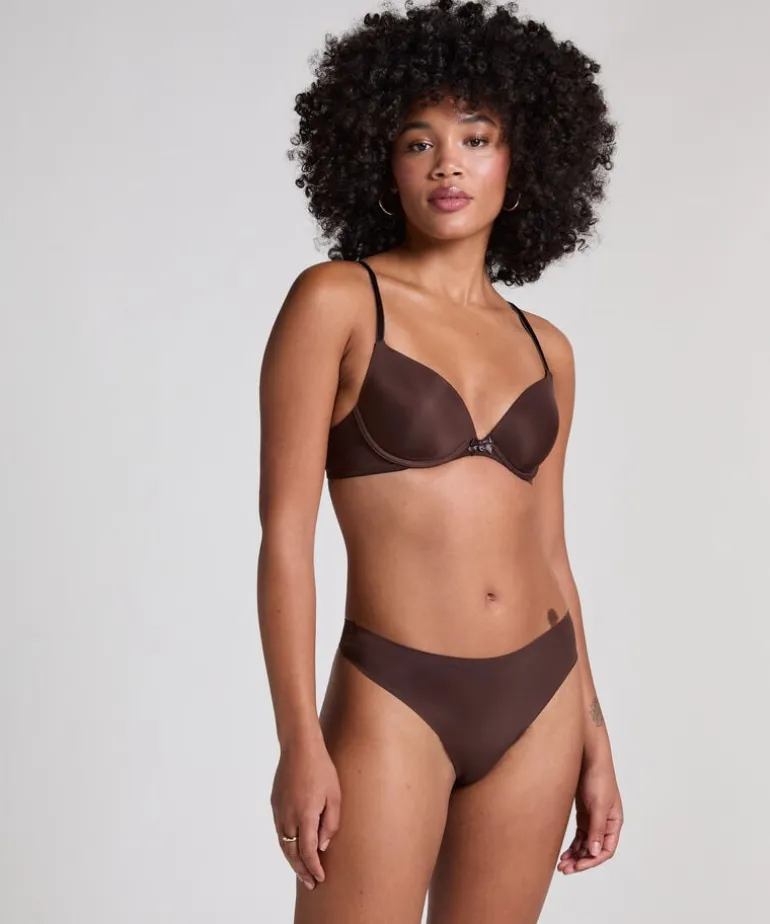 Plunge Padded Underwired Bra - Brown