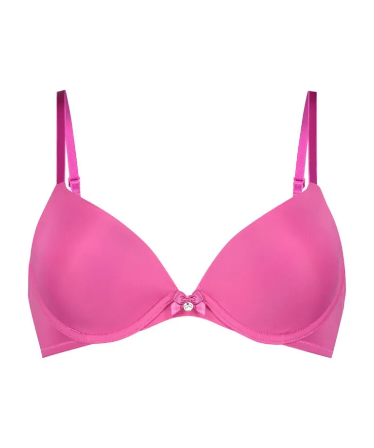 Plunge Padded Underwired Bra - Pink