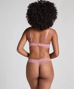 Plunge Padded Underwired Bra - Pink