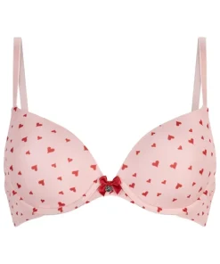 Plunge Padded Underwired Bra - Pink