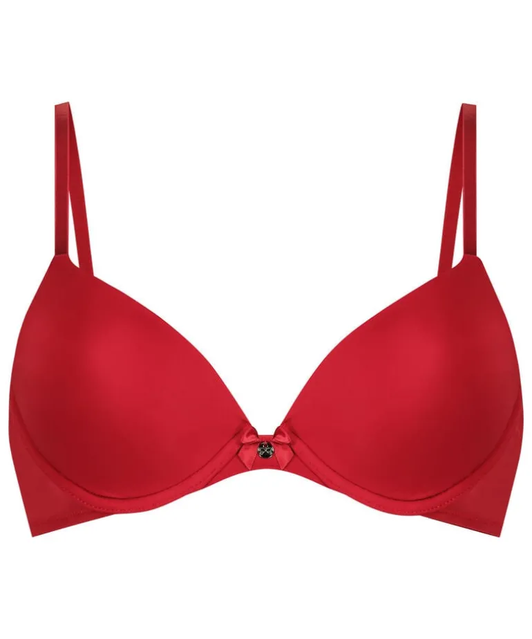 Plunge Padded Underwired Bra - Red