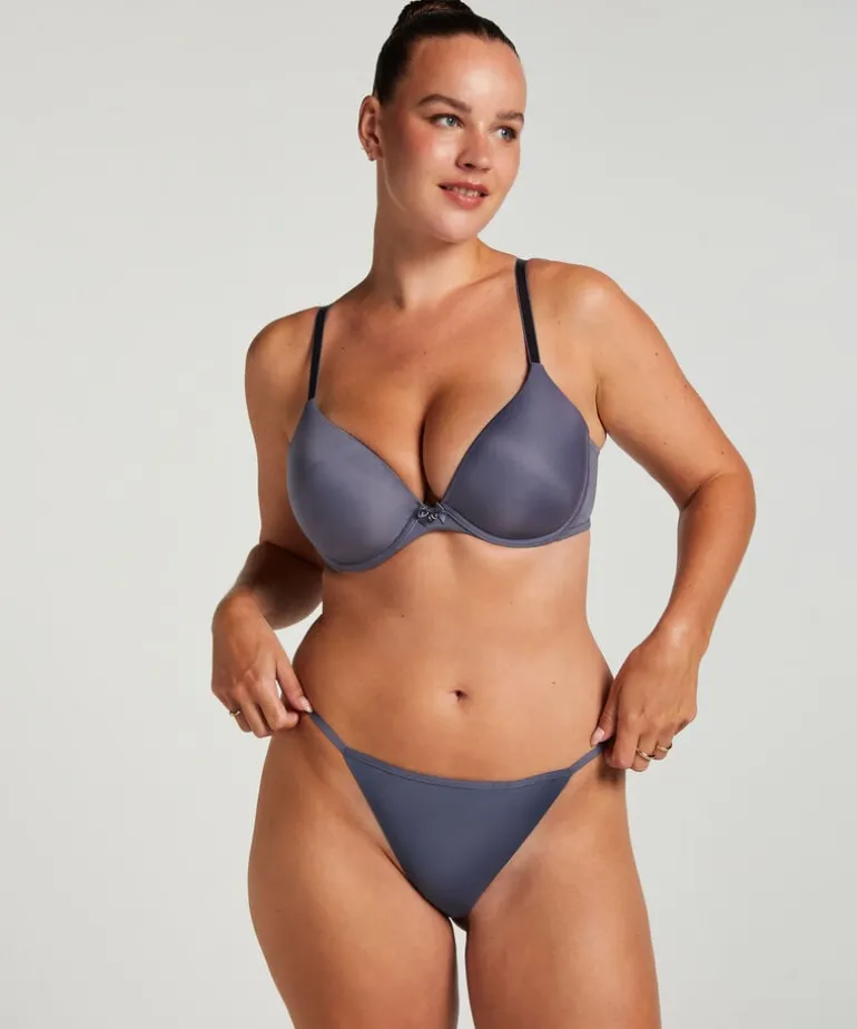 Plunge Padded Underwired Bra - Gray