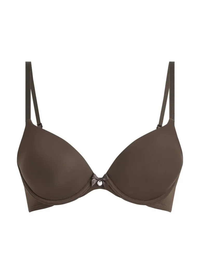 Plunge Padded Underwired Bra - Brown