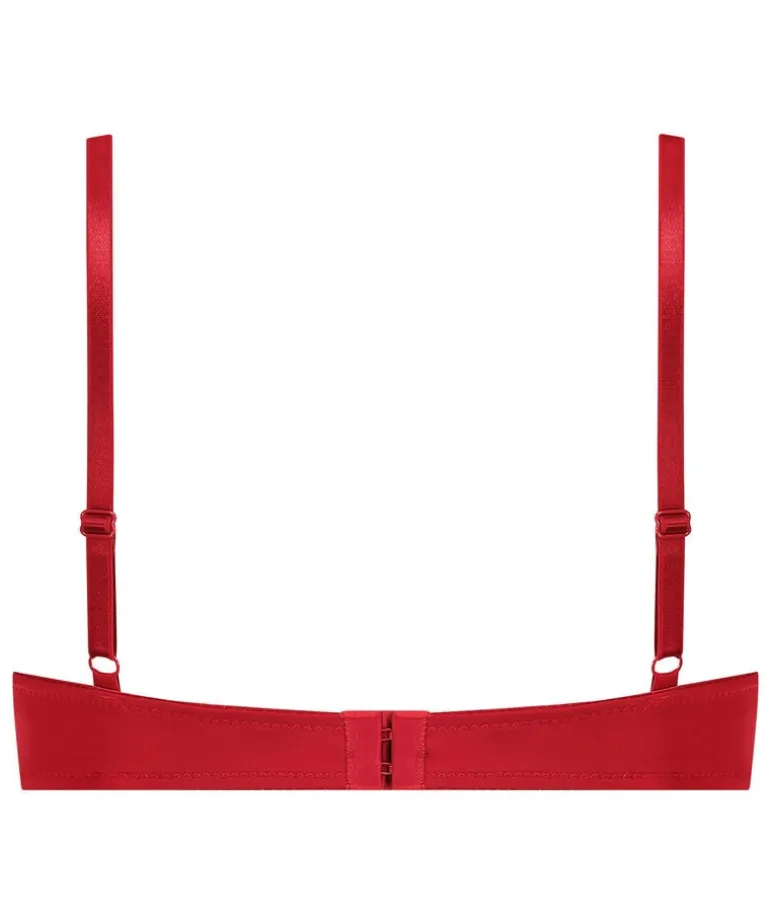 Plunge Padded Underwired Bra - Red