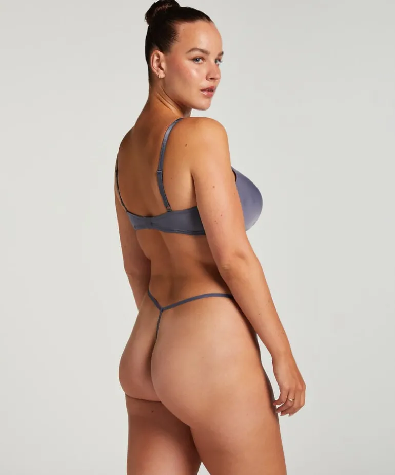 Plunge Padded Underwired Bra - Gray
