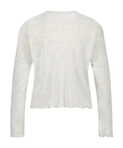 Pointelle Long-Sleeved Pyjama Top - Beige