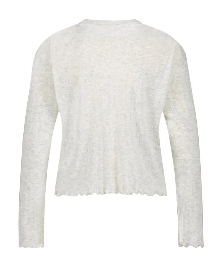 Pointelle Long-Sleeved Pyjama Top - Beige