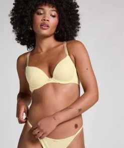 Pointelle Padded Underwired Bra - Yellow