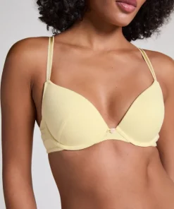 Pointelle Padded Underwired Bra - Yellow