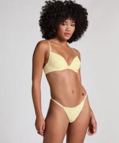 Pointelle Padded Underwired Bra - Yellow