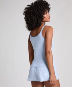Pointelle Singlet - Blue