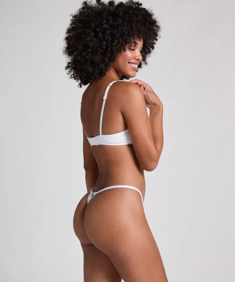 Pointelle Thong - White