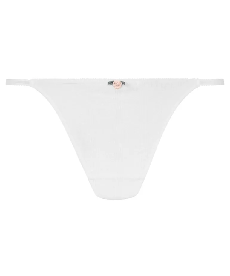 Pointelle Thong - White
