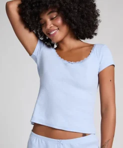 Pointelle Top - Blue