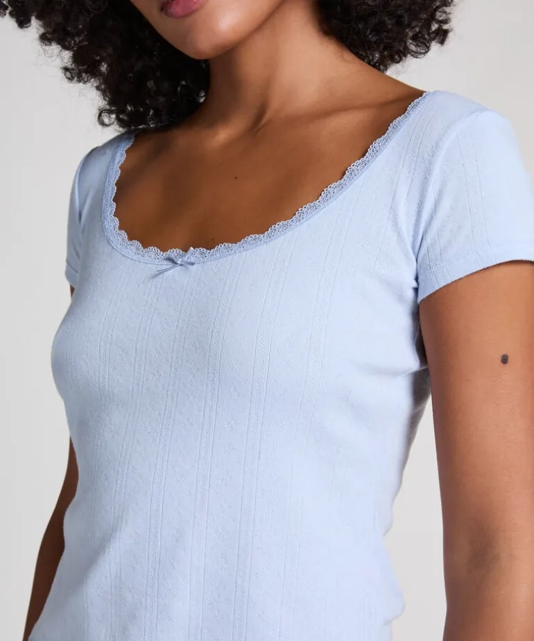 Pointelle Top - Blue