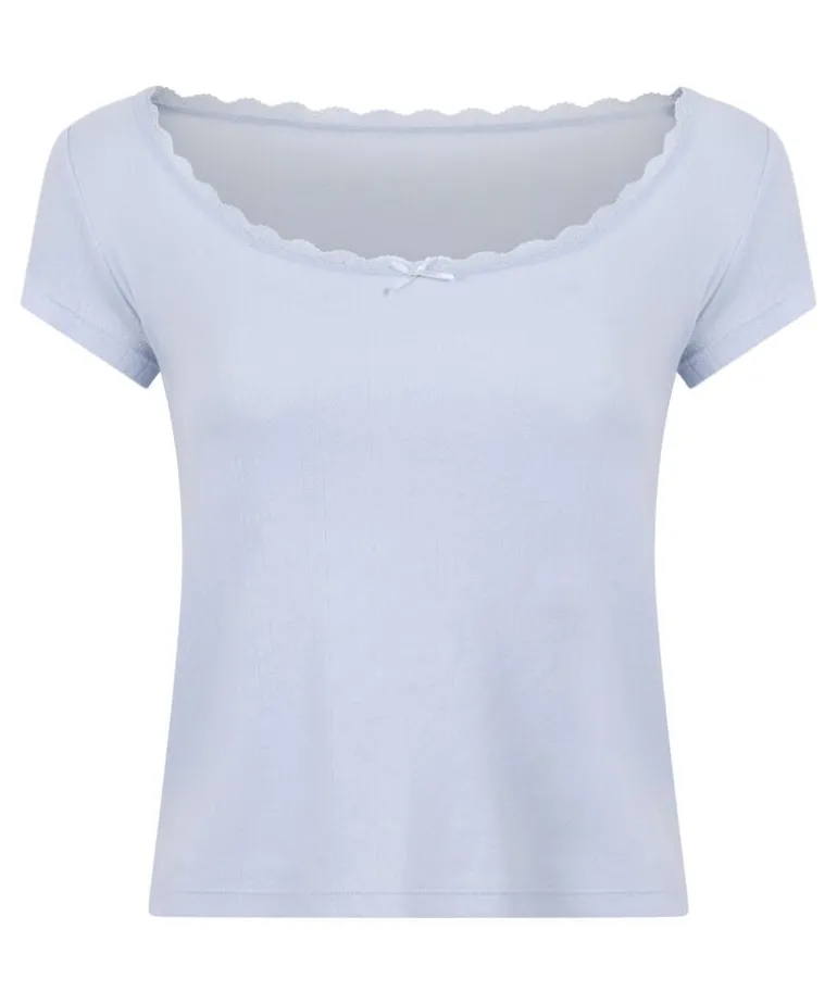 Pointelle Top - Blue