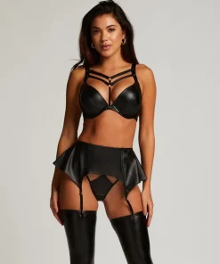Private leather-look suspenders - Black