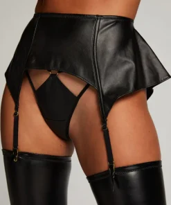 Private leather-look suspenders - Black