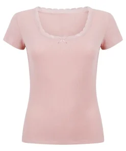 Pyjama Set Rib Lace - Pink