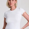 Ribbed Crew Neck Short-Sleeved Pyjama Top - White