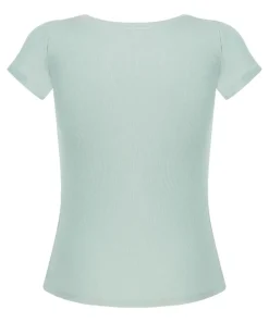Ribbed Jersey Short-Sleeved Pyjama Top - Green