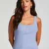 Ribbed Lace Singlet - Blue