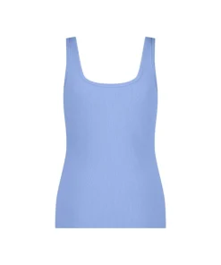 Ribbed Lace Singlet - Blue