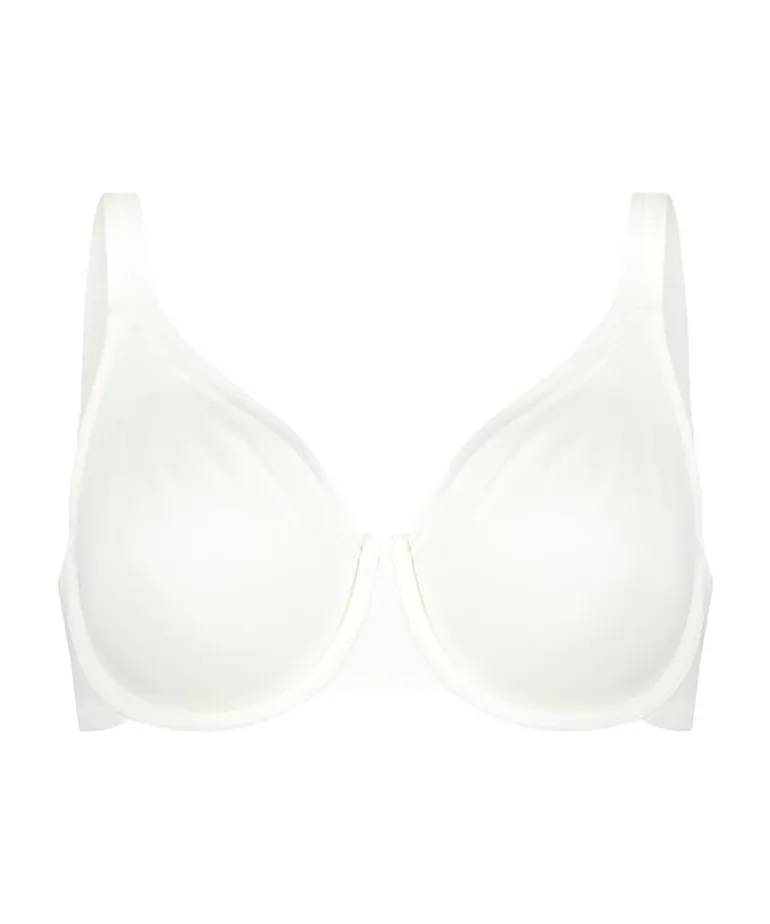 Satin Fleece Non-Padded Underwired Bra - White