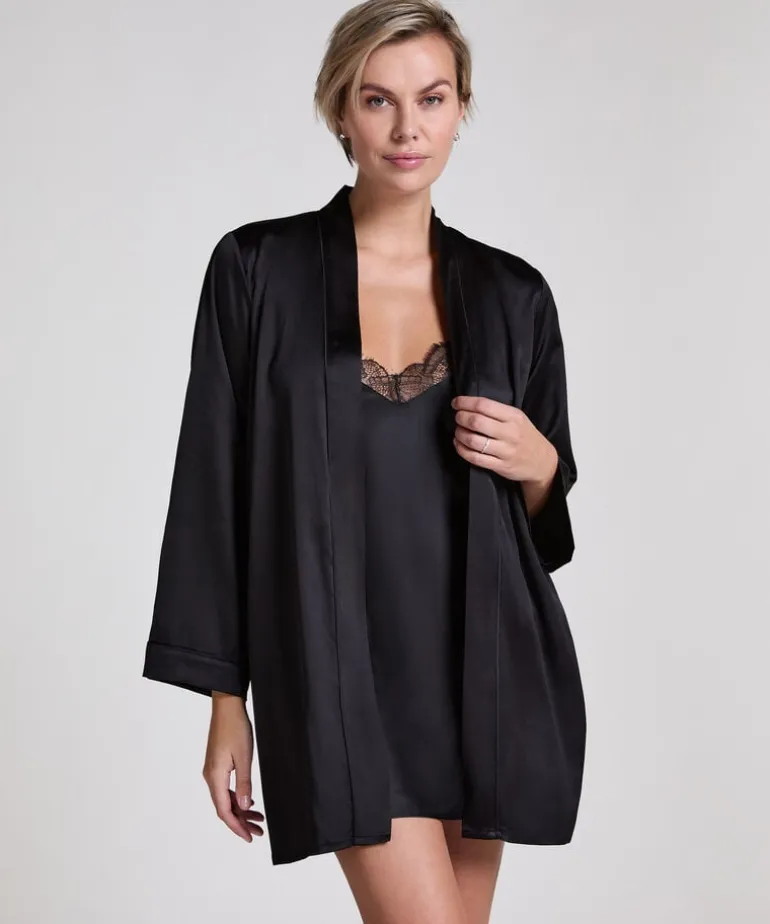 Satin kimono - Black