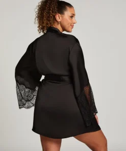 Satin Kimono - Black