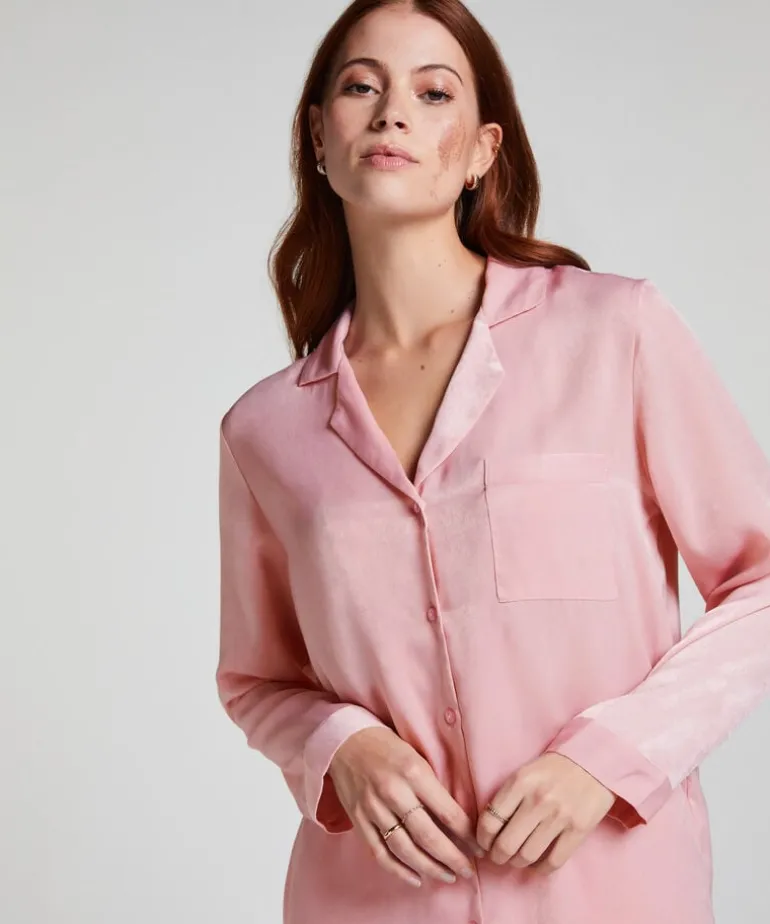 Satin Long-Sleeved Jacket - Pink