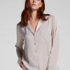 Satin Long-Sleeved Jacket - Beige