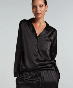 Satin Long-Sleeved Jacket - Black