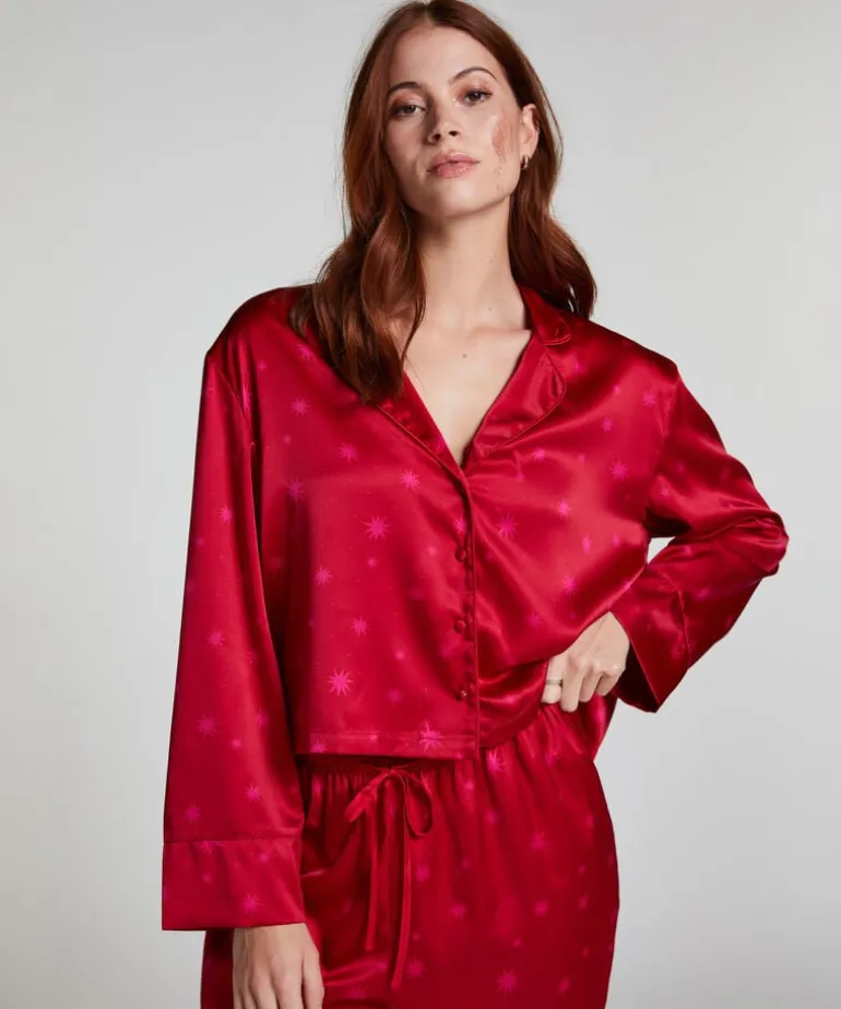 Satin Long-Sleeved Jacket - Red