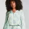 Satin Long-Sleeved Jacket - Green