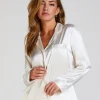 Satin Long-Sleeved Jacket - White