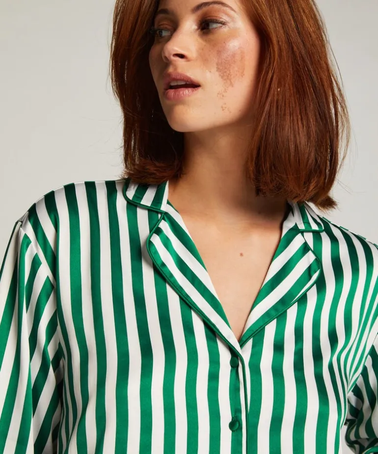 Satin Long-Sleeved Jacket - Green