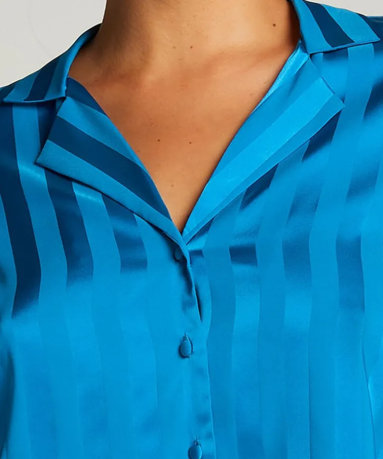 Satin Long-Sleeved Jacket - Blue