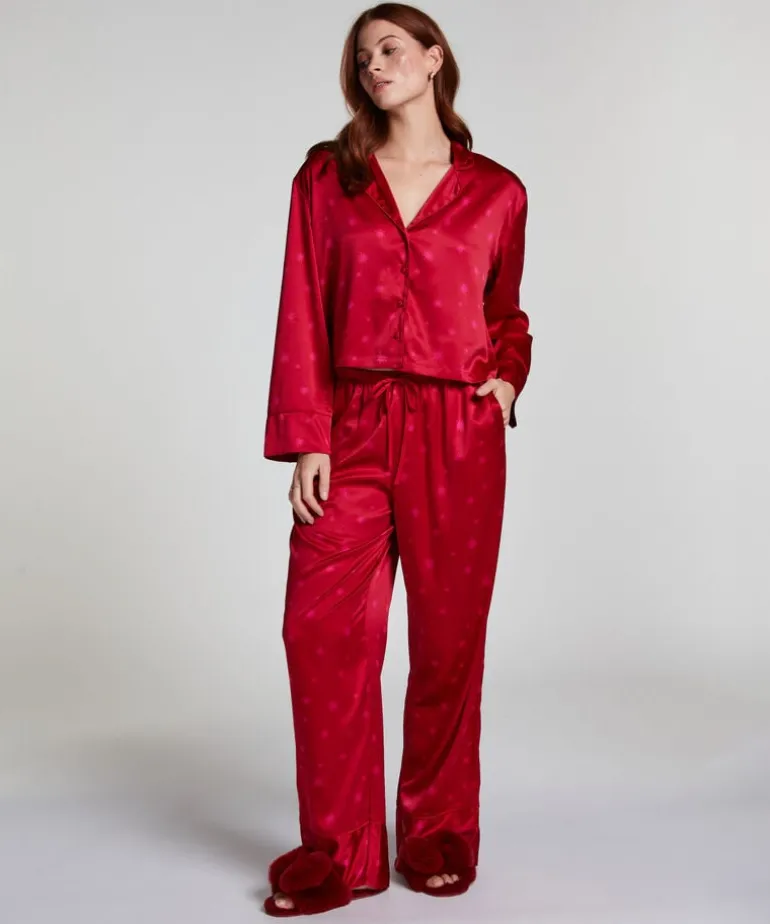 Satin Long-Sleeved Jacket - Red
