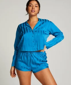 Satin Long-Sleeved Jacket - Blue