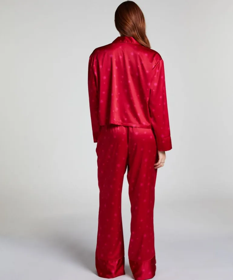Satin Long-Sleeved Jacket - Red