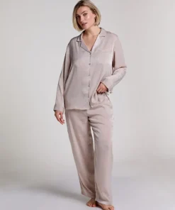 Satin Long-Sleeved Jacket - Beige