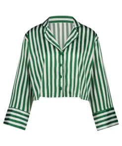 Satin Long-Sleeved Jacket - Green